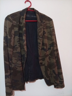 Zara cotton jacket, army style, brown and green