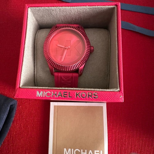 Michael Kors MadDay hot pink silicone band watch like new