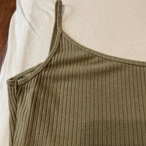 Pull & Bear khaki ribbed bodysuit like new, size S
