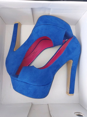 Peeptoe heels new, size 37, blue