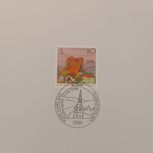 Germany 1998 First Day Cover Stamp, Bonn cancellation