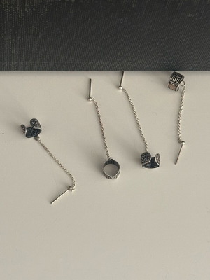 Threader earrings set of 4 silver tone ear cuff style Y2K boho