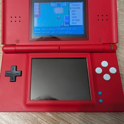 Nintendo DS Lite with Pokedex shell, charger, new battery, and R4 card