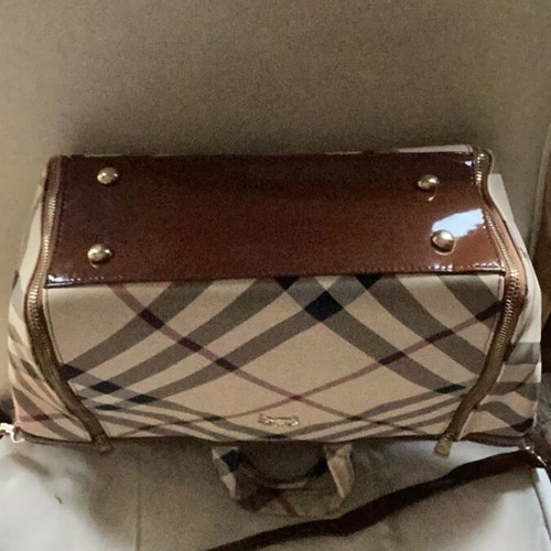 Plaid shoulder bag new, beige and brown with gold details