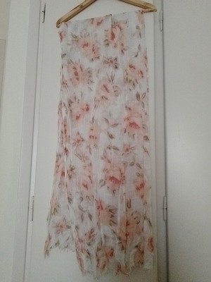 Spring long cotton scarf with floral pattern like new