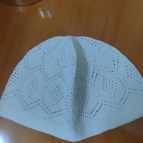 Knitted white skullcap hat, multipurpose casual sleep cap