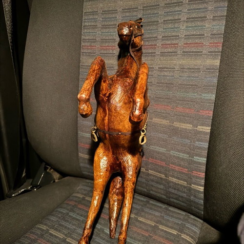 Leather horse used, vintage decoration
