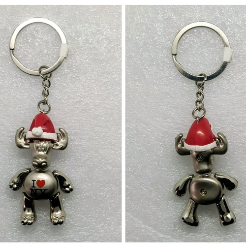 Reindeer keychain with Christmas hat and I ❤️ NY, new