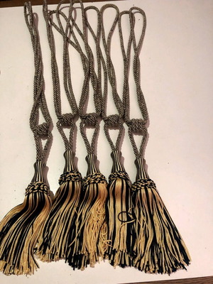 Curtain tiebacks new, pack of 5, black gold color
