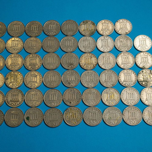 20 Drachma coins used, set of 53 from Greece