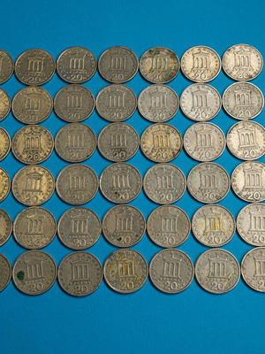 20 Drachma coins used, set of 53 from Greece