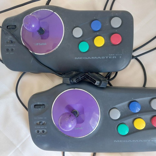 Super Nintendo SNES 2x Saitek MX-311 Megamaster I arcade stick controllers used