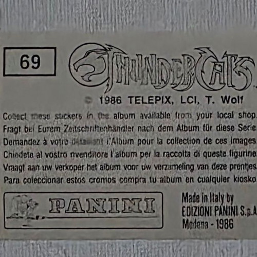 1986 Panini Thundercats Sticker #69