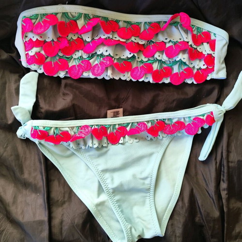 Children's bikini swimsuit used with cherries for ages 8-10