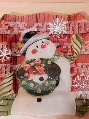 Christmas plate with snowman like new, small glass 19.5 cm