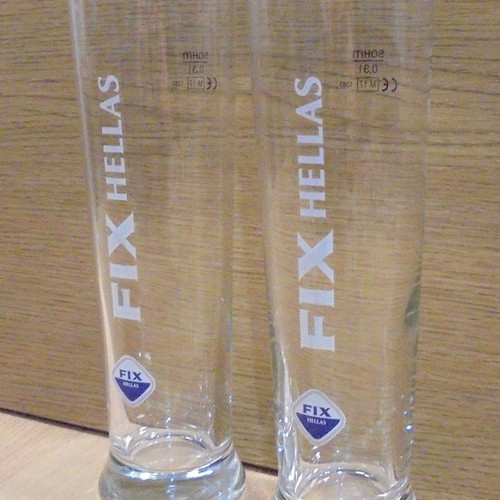 Fix Hellas beer set of 2 promotional glasses 0.3lt used
