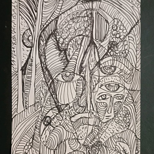 Psychedelic drawing made to order on thin paper