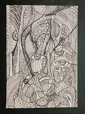 Psychedelic drawing made to order on thin paper