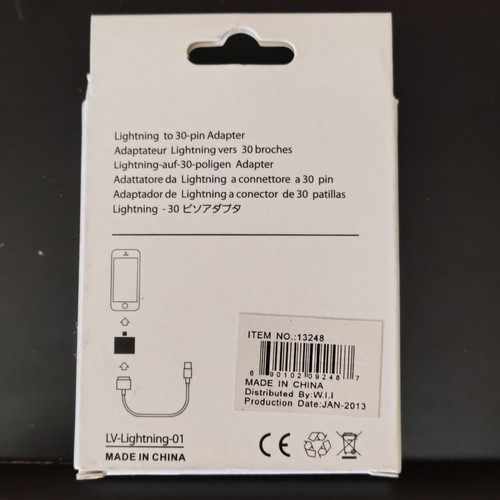 Lightning to 30 pin adapter new, sealed