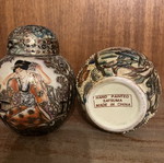 Satsuma porcelain vases with lids, hand-painted