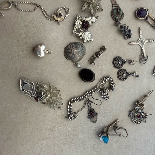 Silver earrings and pins used with 925 hallmark
