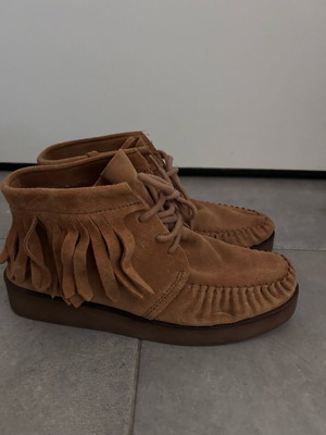 Bershka boho ankle boots like new, brown suede leather, size 40