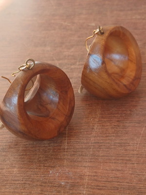 Handmade wooden earrings from natural olive wood
