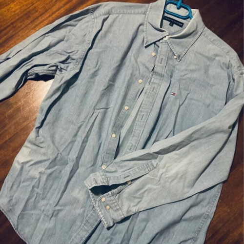 Tommy Hilfiger vintage shirt XL used, blue, 100% cotton