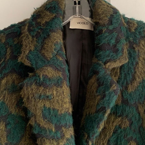 Vicolo Green Jacquard Longline Coat like new
