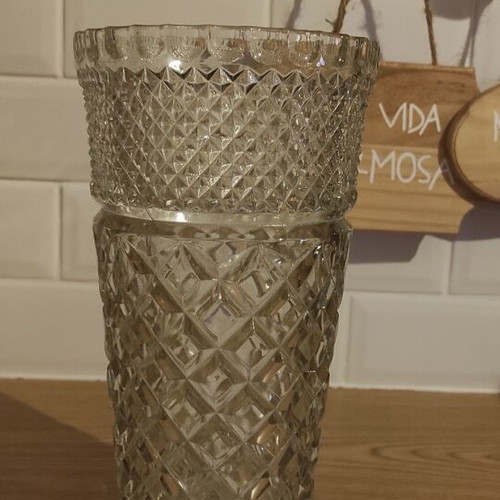 Glass embossed vases used, set of 2 pieces