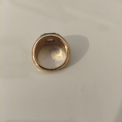 Vintage Chunky Ring with Emerald Green Stone, Like New