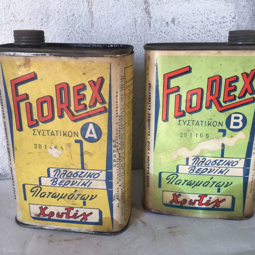 Chrotex metal packaging set 60’s with Florex varnishes used