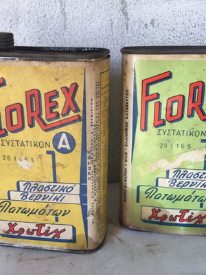 Chrotex metal packaging set 60’s with Florex varnishes used