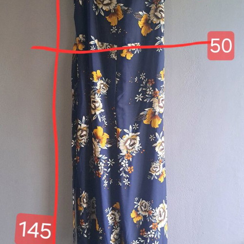 Sleeveless V-Neck Wide Leg Jumpsuit new, navy blue with floral patterns