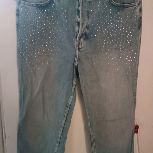 High-waisted pants with rhinestones from H&M like new, size 46