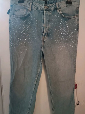 High-waisted pants with rhinestones from H&M like new, size 46