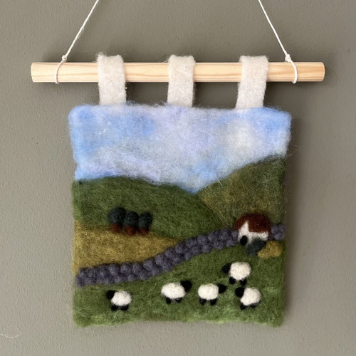 Handmade Wool Painting with Sheep