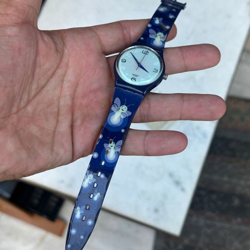 Swatch Fly By Night Loomi GN911 blue watch used, functional