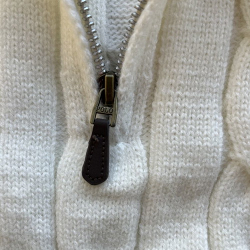Ralph Lauren Quarter Zip Knit Cream White Size M New 100% Cotton