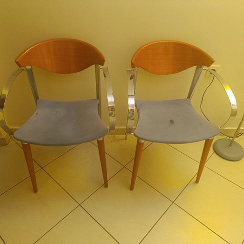 Kitchen chairs used with metal frame and wooden backrest