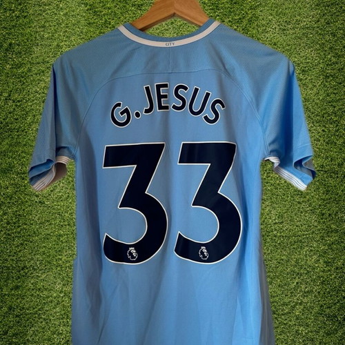 Gabriel Jesus Manchester City 2017/2018 home football jersey used, size YXL