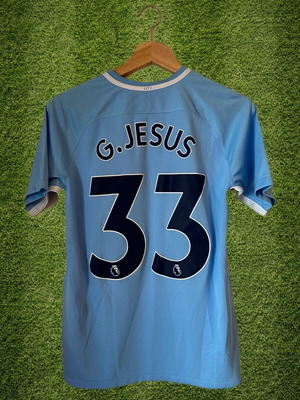 Gabriel Jesus Manchester City 2017/2018 home football jersey used, size YXL