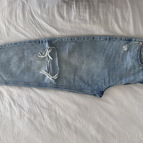 Zara denim pants used, destroyed look, loose fit, size L