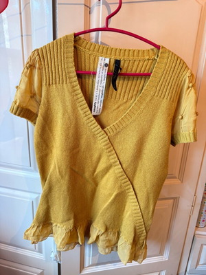 Knitted blouse like new short sleeve with transparent sleeves