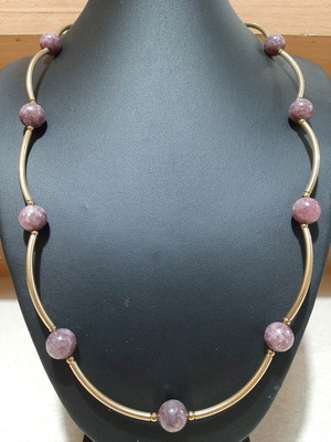 Handmade necklace with semi-precious stones and surgical steel