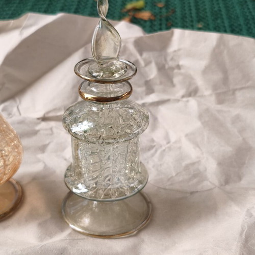 Vintage handmade glass perfume bottles used, pair