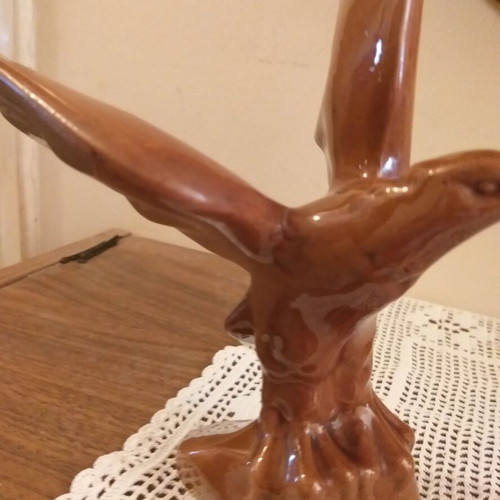 Porcelain Faience Vintage 80s Decorative Bird With Open Wings Like New