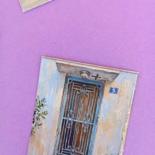 Stickers with apartment buildings like new, doors and balconies