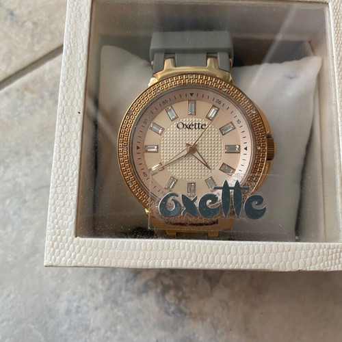 Oxette women's watch new in green and gold with crystals