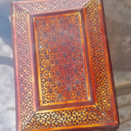 Wooden box used, embossed Persian design